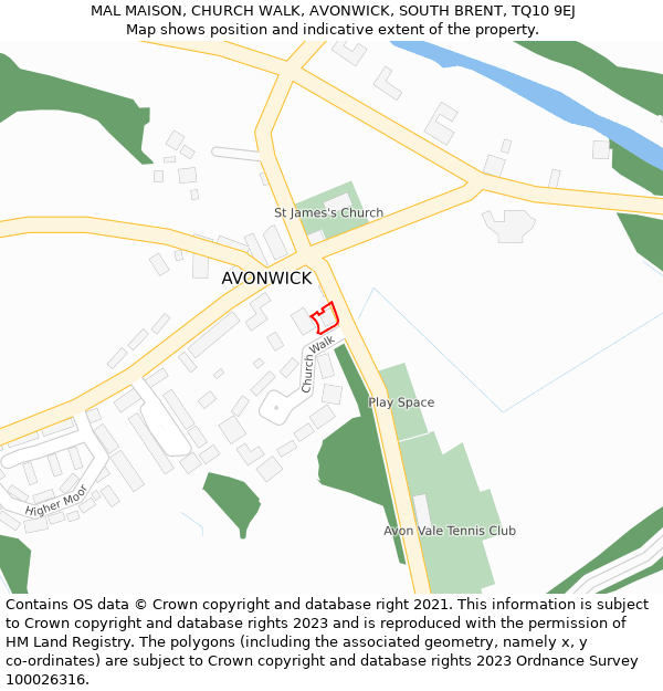 MAL MAISON, CHURCH WALK, AVONWICK, SOUTH BRENT, TQ10 9EJ: Location map and indicative extent of plot