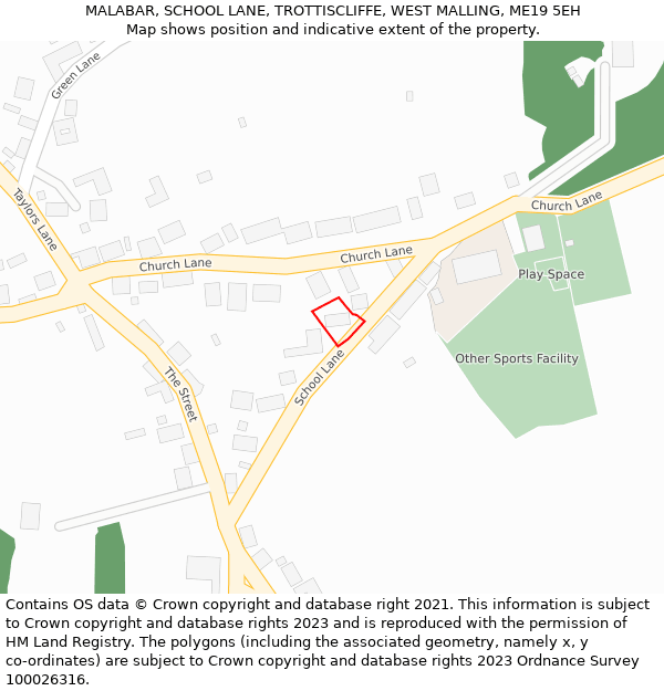 MALABAR, SCHOOL LANE, TROTTISCLIFFE, WEST MALLING, ME19 5EH: Location map and indicative extent of plot