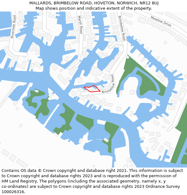 MALLARDS, BRIMBELOW ROAD, HOVETON, NORWICH, NR12 8UJ: Location map and indicative extent of plot