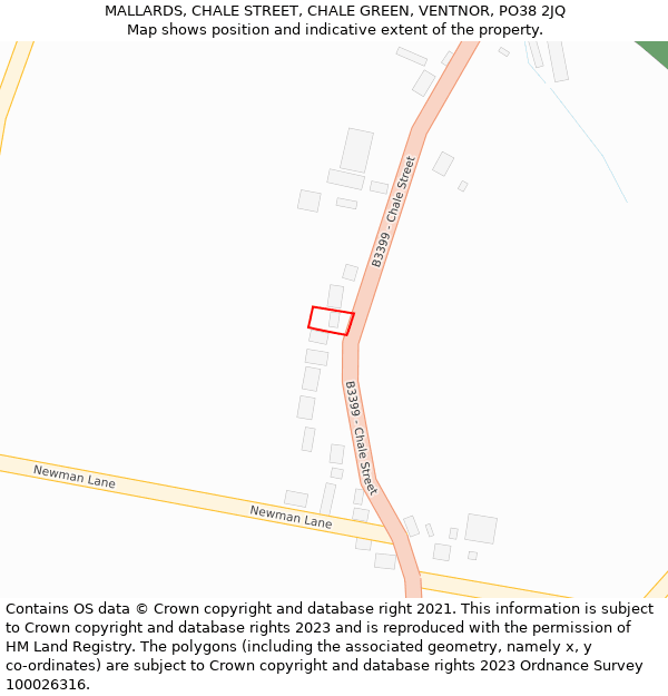 MALLARDS, CHALE STREET, CHALE GREEN, VENTNOR, PO38 2JQ: Location map and indicative extent of plot