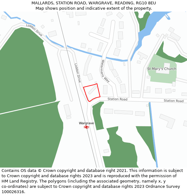 MALLARDS, STATION ROAD, WARGRAVE, READING, RG10 8EU: Location map and indicative extent of plot