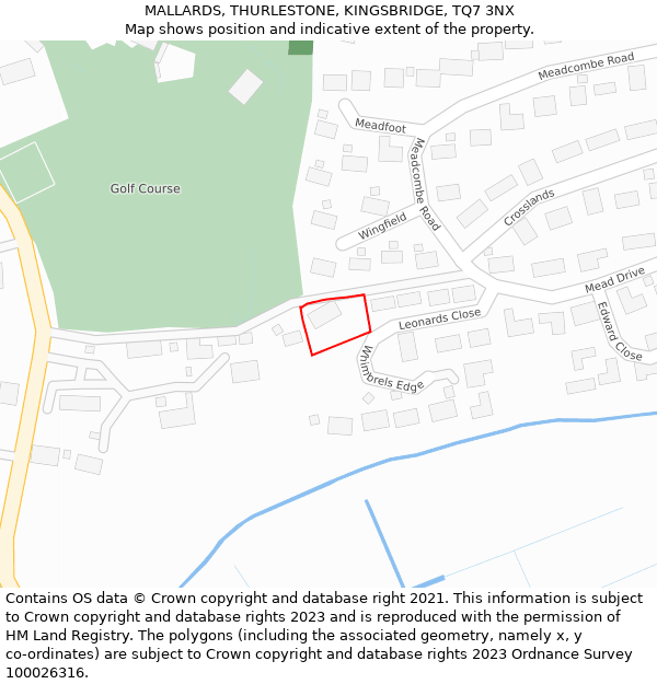 MALLARDS, THURLESTONE, KINGSBRIDGE, TQ7 3NX: Location map and indicative extent of plot