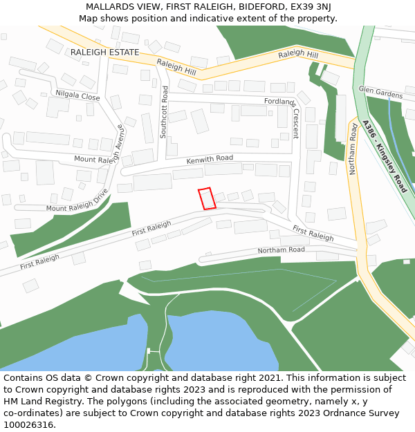 MALLARDS VIEW, FIRST RALEIGH, BIDEFORD, EX39 3NJ: Location map and indicative extent of plot