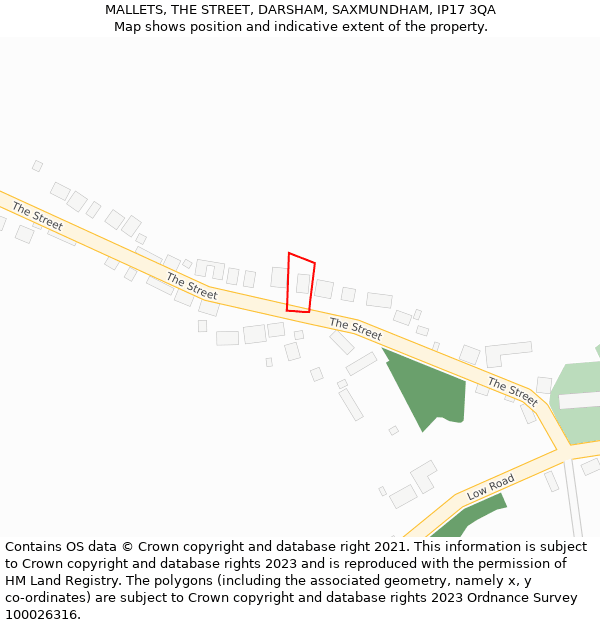 MALLETS, THE STREET, DARSHAM, SAXMUNDHAM, IP17 3QA: Location map and indicative extent of plot