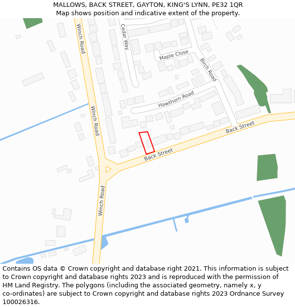 MALLOWS, BACK STREET, GAYTON, KING'S LYNN, PE32 1QR: Location map and indicative extent of plot