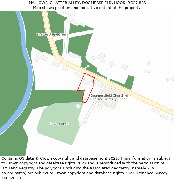 MALLOWS, CHATTER ALLEY, DOGMERSFIELD, HOOK, RG27 8SS: Location map and indicative extent of plot