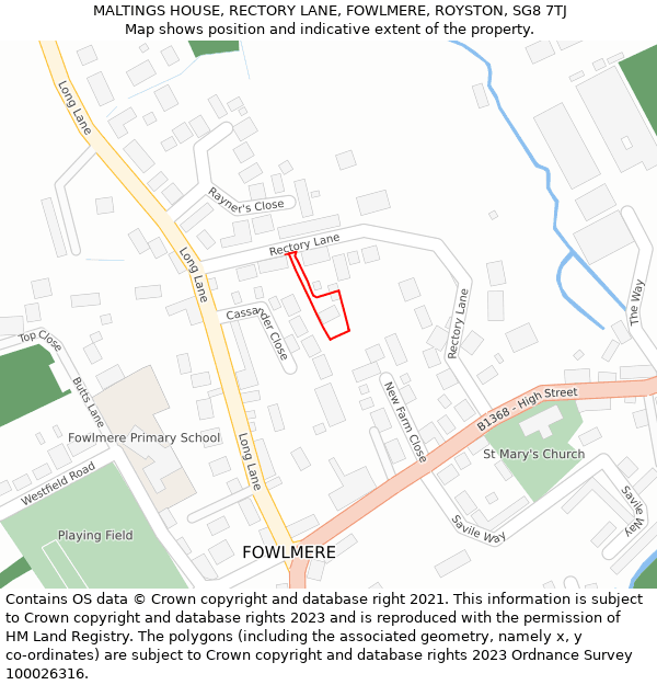 MALTINGS HOUSE, RECTORY LANE, FOWLMERE, ROYSTON, SG8 7TJ: Location map and indicative extent of plot