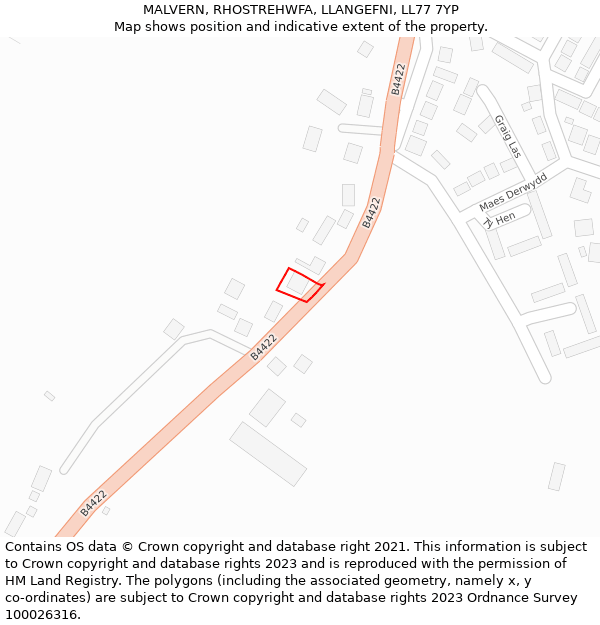 MALVERN, RHOSTREHWFA, LLANGEFNI, LL77 7YP: Location map and indicative extent of plot