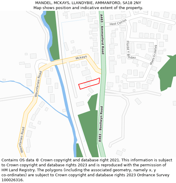 MANDEL, MCKAYS, LLANDYBIE, AMMANFORD, SA18 2NY: Location map and indicative extent of plot