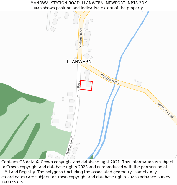 MANDWA, STATION ROAD, LLANWERN, NEWPORT, NP18 2DX: Location map and indicative extent of plot