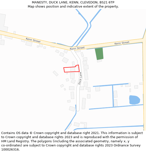 MANESTY, DUCK LANE, KENN, CLEVEDON, BS21 6TP: Location map and indicative extent of plot