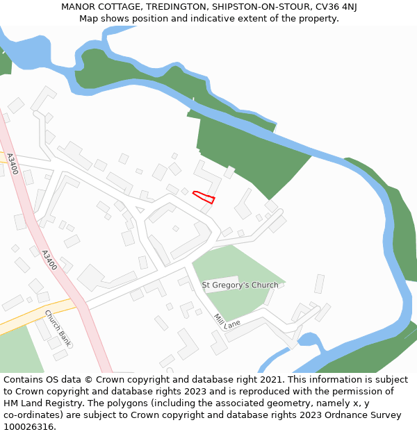 MANOR COTTAGE, TREDINGTON, SHIPSTON-ON-STOUR, CV36 4NJ: Location map and indicative extent of plot