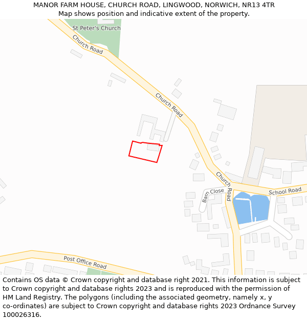 MANOR FARM HOUSE, CHURCH ROAD, LINGWOOD, NORWICH, NR13 4TR: Location map and indicative extent of plot