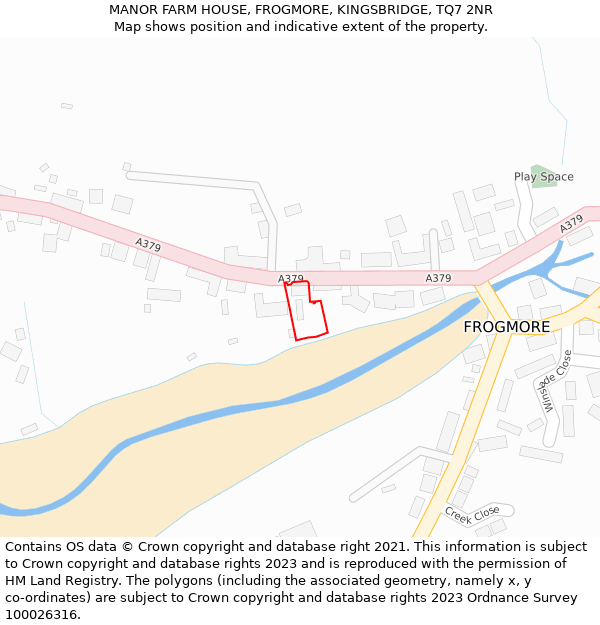 MANOR FARM HOUSE, FROGMORE, KINGSBRIDGE, TQ7 2NR: Location map and indicative extent of plot