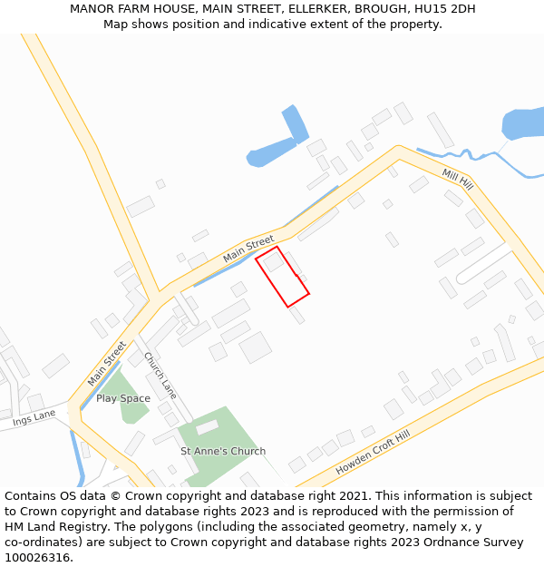 MANOR FARM HOUSE, MAIN STREET, ELLERKER, BROUGH, HU15 2DH: Location map and indicative extent of plot