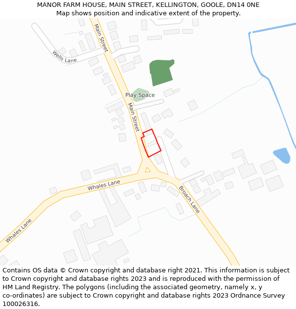 MANOR FARM HOUSE, MAIN STREET, KELLINGTON, GOOLE, DN14 0NE: Location map and indicative extent of plot