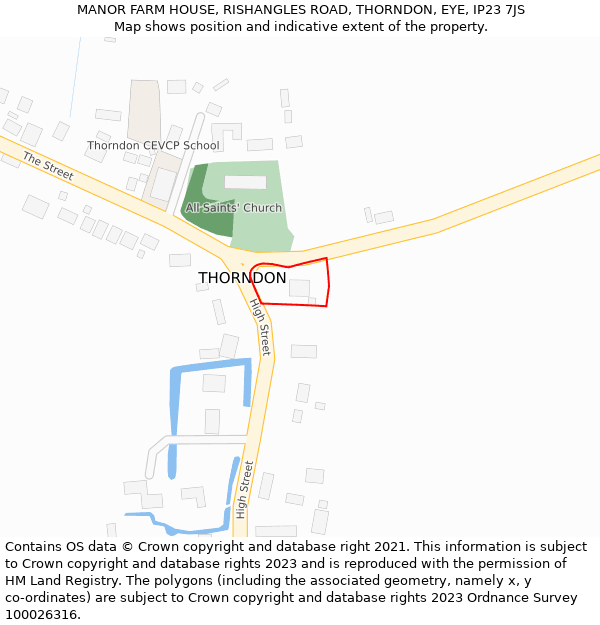 MANOR FARM HOUSE, RISHANGLES ROAD, THORNDON, EYE, IP23 7JS: Location map and indicative extent of plot