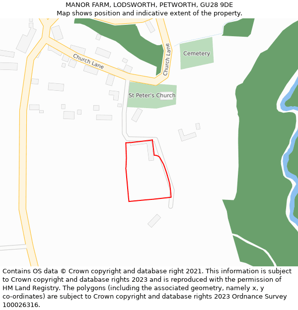 MANOR FARM, LODSWORTH, PETWORTH, GU28 9DE: Location map and indicative extent of plot