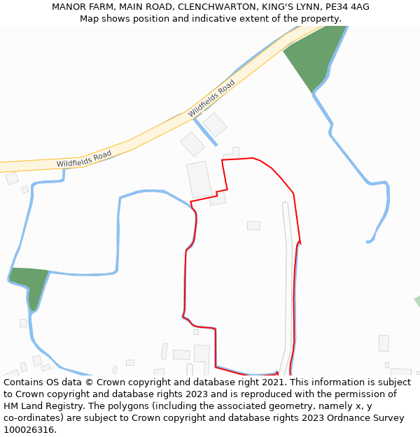 MANOR FARM, MAIN ROAD, CLENCHWARTON, KING'S LYNN, PE34 4AG: Location map and indicative extent of plot