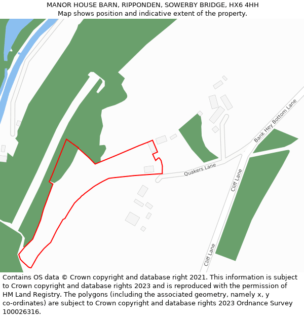 MANOR HOUSE BARN, RIPPONDEN, SOWERBY BRIDGE, HX6 4HH: Location map and indicative extent of plot