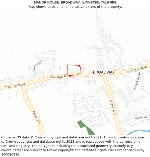 MANOR HOUSE, BROADWAY, ILMINSTER, TA19 9RB: Location map and indicative extent of plot