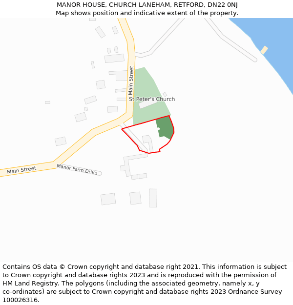 MANOR HOUSE, CHURCH LANEHAM, RETFORD, DN22 0NJ: Location map and indicative extent of plot