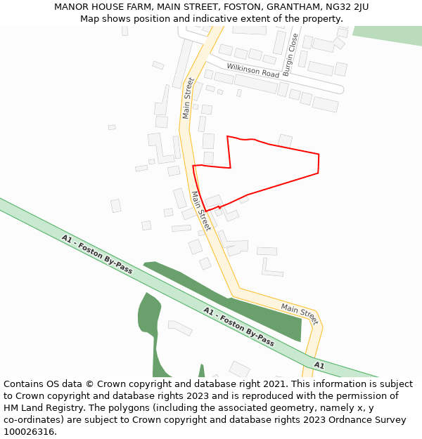 MANOR HOUSE FARM, MAIN STREET, FOSTON, GRANTHAM, NG32 2JU: Location map and indicative extent of plot