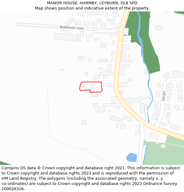 MANOR HOUSE, HARMBY, LEYBURN, DL8 5PD: Location map and indicative extent of plot