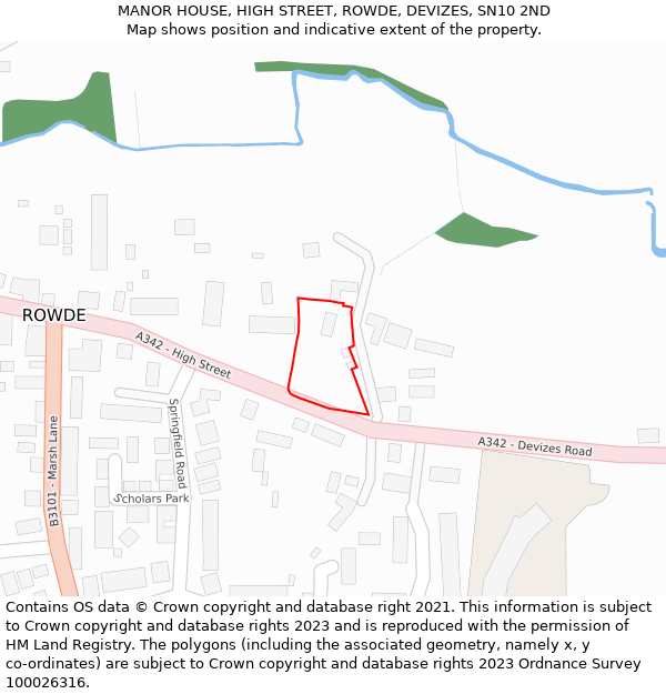 MANOR HOUSE, HIGH STREET, ROWDE, DEVIZES, SN10 2ND: Location map and indicative extent of plot