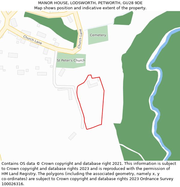 MANOR HOUSE, LODSWORTH, PETWORTH, GU28 9DE: Location map and indicative extent of plot