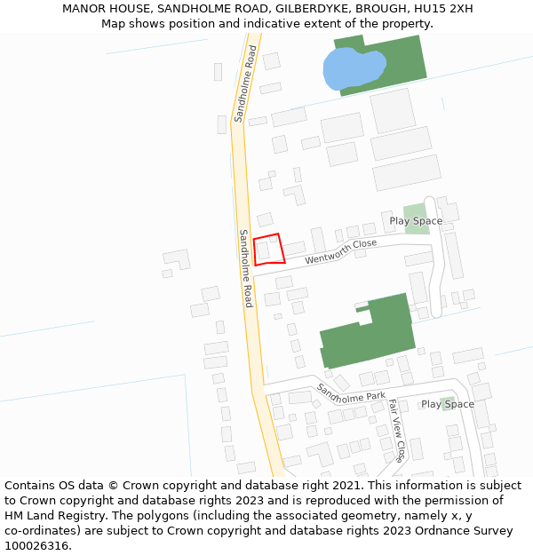 MANOR HOUSE, SANDHOLME ROAD, GILBERDYKE, BROUGH, HU15 2XH: Location map and indicative extent of plot