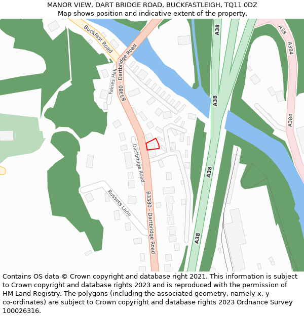 MANOR VIEW, DART BRIDGE ROAD, BUCKFASTLEIGH, TQ11 0DZ: Location map and indicative extent of plot