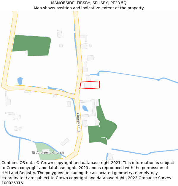 MANORSIDE, FIRSBY, SPILSBY, PE23 5QJ: Location map and indicative extent of plot