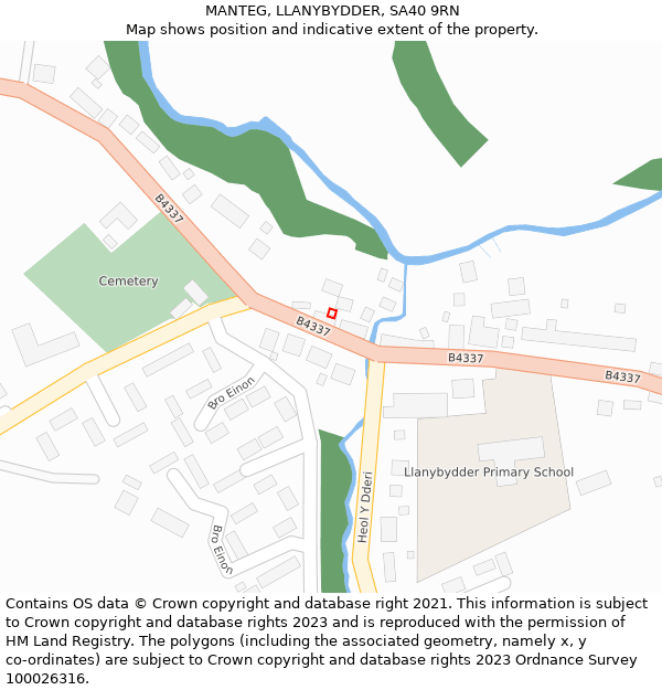 MANTEG, LLANYBYDDER, SA40 9RN: Location map and indicative extent of plot