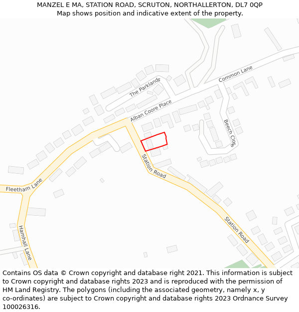 MANZEL E MA, STATION ROAD, SCRUTON, NORTHALLERTON, DL7 0QP: Location map and indicative extent of plot