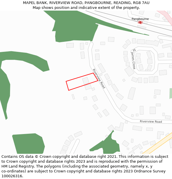 MAPEL BANK, RIVERVIEW ROAD, PANGBOURNE, READING, RG8 7AU: Location map and indicative extent of plot