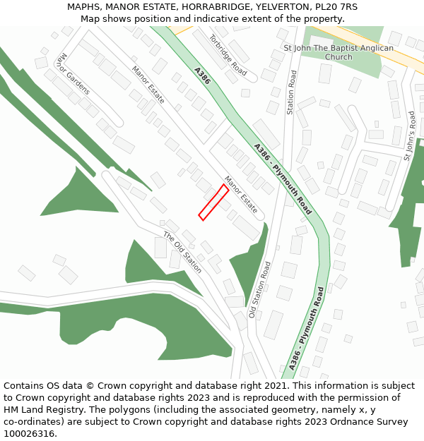 MAPHS, MANOR ESTATE, HORRABRIDGE, YELVERTON, PL20 7RS: Location map and indicative extent of plot