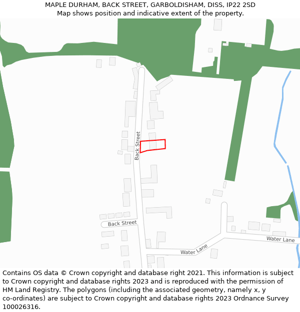 MAPLE DURHAM, BACK STREET, GARBOLDISHAM, DISS, IP22 2SD: Location map and indicative extent of plot