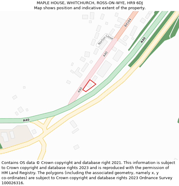 MAPLE HOUSE, WHITCHURCH, ROSS-ON-WYE, HR9 6DJ: Location map and indicative extent of plot