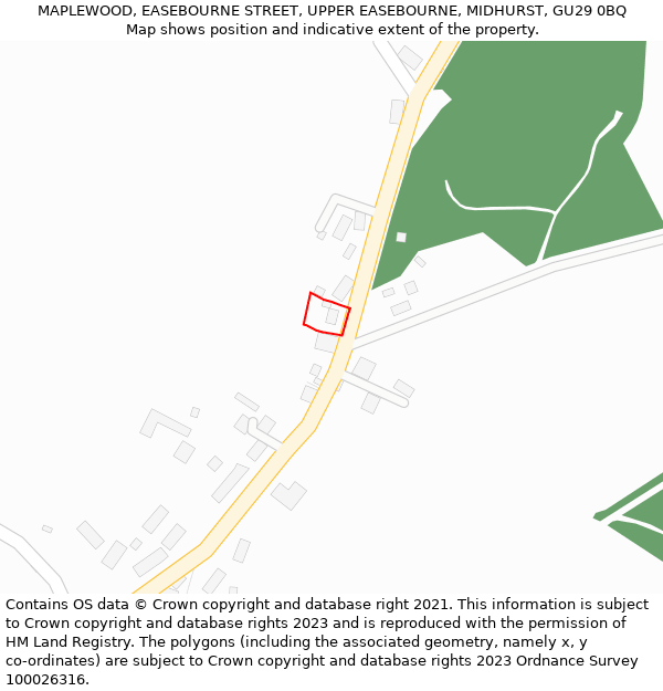 MAPLEWOOD, EASEBOURNE STREET, UPPER EASEBOURNE, MIDHURST, GU29 0BQ: Location map and indicative extent of plot