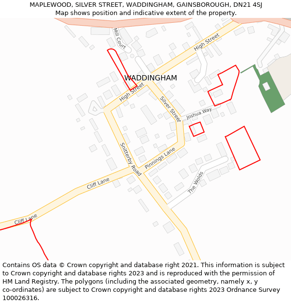 MAPLEWOOD, SILVER STREET, WADDINGHAM, GAINSBOROUGH, DN21 4SJ: Location map and indicative extent of plot