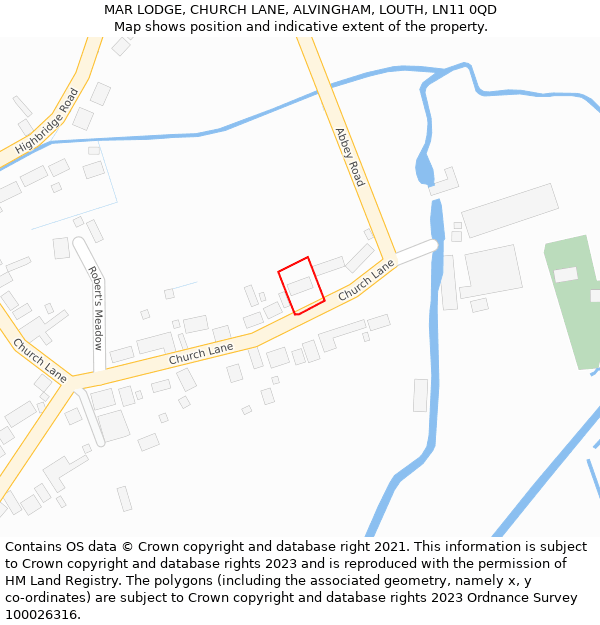 MAR LODGE, CHURCH LANE, ALVINGHAM, LOUTH, LN11 0QD: Location map and indicative extent of plot