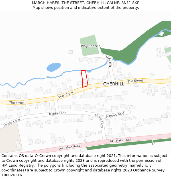 MARCH HARES, THE STREET, CHERHILL, CALNE, SN11 8XP: Location map and indicative extent of plot