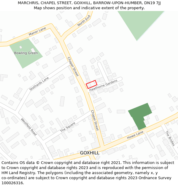 MARCHRIS, CHAPEL STREET, GOXHILL, BARROW-UPON-HUMBER, DN19 7JJ: Location map and indicative extent of plot