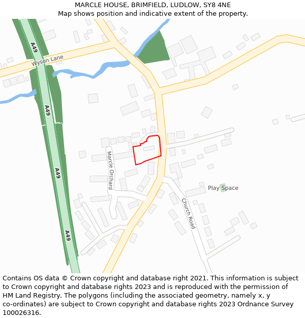 MARCLE HOUSE, BRIMFIELD, LUDLOW, SY8 4NE: Location map and indicative extent of plot