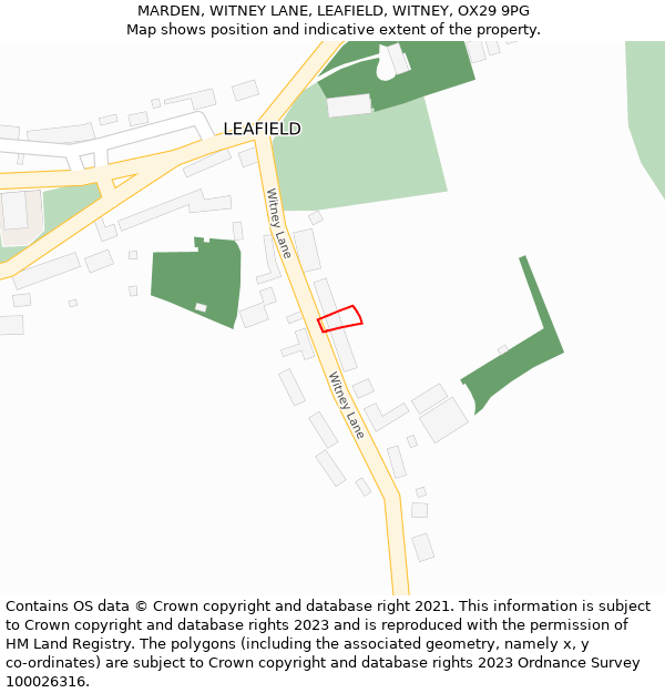 MARDEN, WITNEY LANE, LEAFIELD, WITNEY, OX29 9PG: Location map and indicative extent of plot