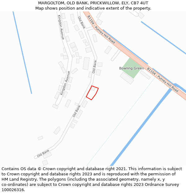 MARGOLTOM, OLD BANK, PRICKWILLOW, ELY, CB7 4UT: Location map and indicative extent of plot