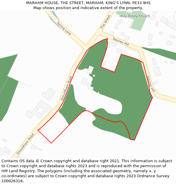 MARHAM HOUSE, THE STREET, MARHAM, KING'S LYNN, PE33 9HS: Location map and indicative extent of plot