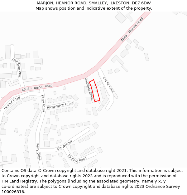 MARJON, HEANOR ROAD, SMALLEY, ILKESTON, DE7 6DW: Location map and indicative extent of plot