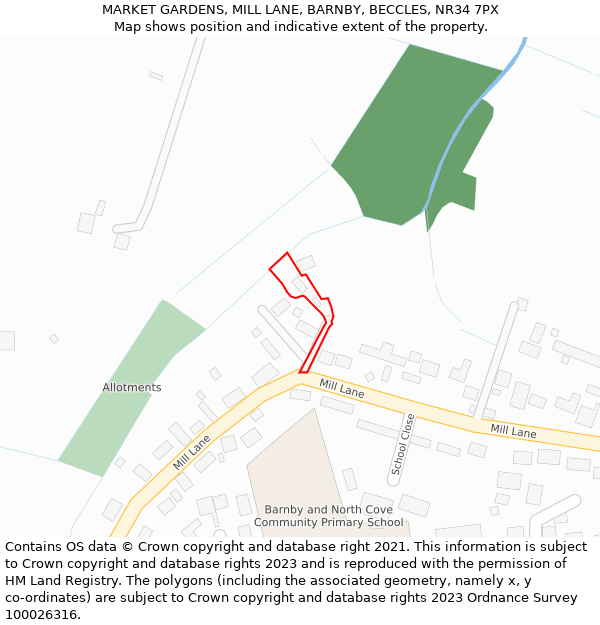 MARKET GARDENS, MILL LANE, BARNBY, BECCLES, NR34 7PX: Location map and indicative extent of plot